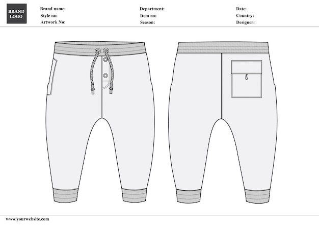 Pantalones de entrenamiento para bebés con cordón y bolsillo de color gris