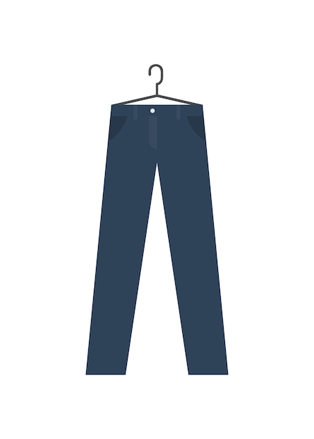 Pantalones largos colgando de la percha de la ropa Ilustración plana simple