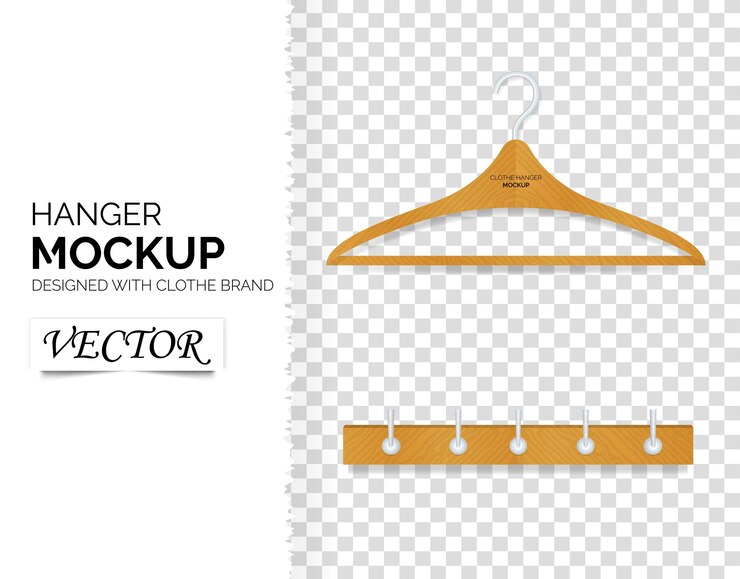 Vector pantalones realistas colgador de madera o gancho de pared plantilla de diseño vectorial clipart o maqueta