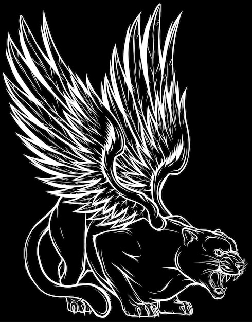 pantera salvaje en blanco y negro