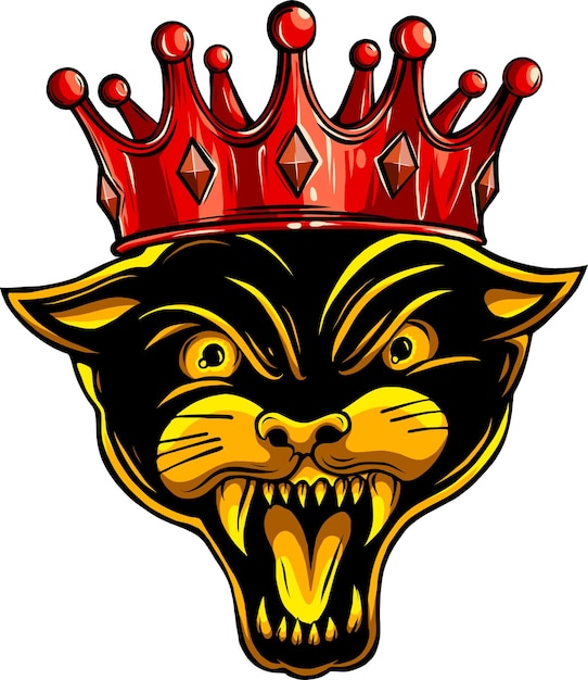 Panther Portrait Angry Black Wild Cat Head estilo de dibujos animados diseño de ilustración vectorial