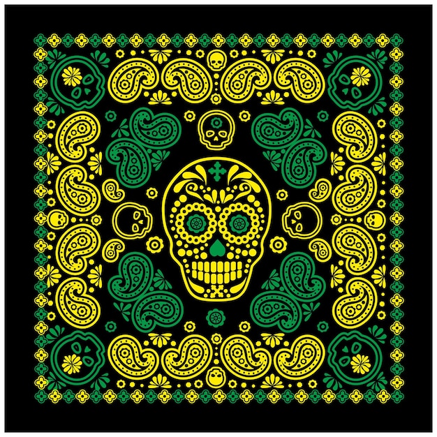 pañuelo calavera y paisley