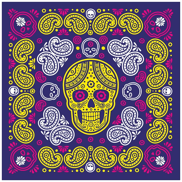 pañuelo calavera y paisley