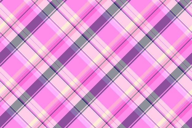 Pañuelo en cuadros de tartan vectorial de tela textil delicada fondo de superficie patrón sin costuras comprobar la textura en colores rosados y claros