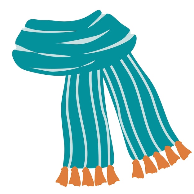 Pañuelo de lana de invierno o otoño de punto con franjas Ilustración vectorial aislada en blanco Plano o dibujado animado