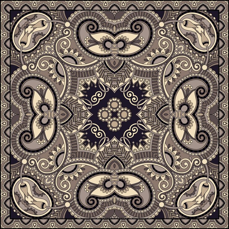 Vector pañuelo paisley floral ornamental tradicional
