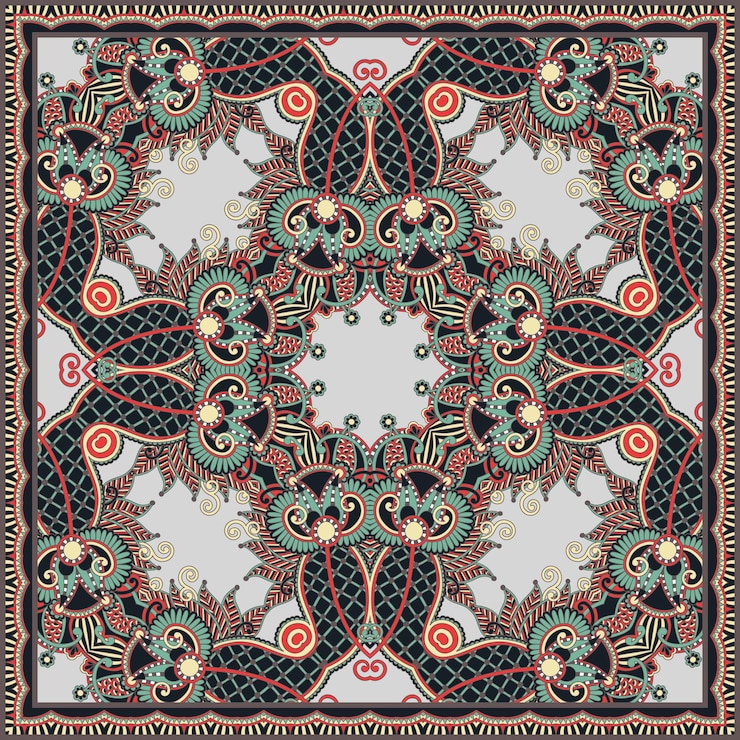 Vector pañuelo paisley floral ornamental tradicional
