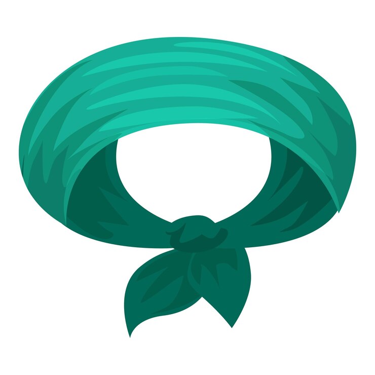 Pañuelo verde plegado y atado para usar en la cabeza
