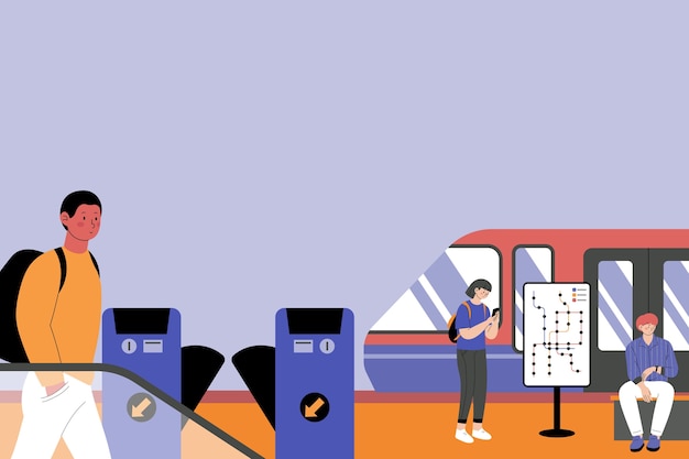 Vector paople dibujado a mano en el fondo del metro