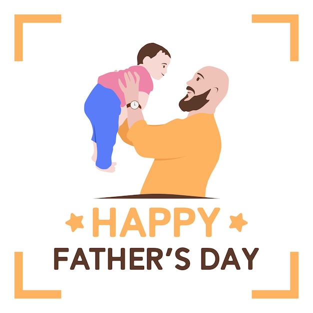 Papá calvo con su hijo feliz día del padre ilustración