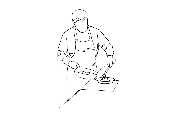 Vector papá cocinando colección de dibujos animados hombre y mujer preparando comida ilustración de cocina en fondo blanco y negro personaje de dibujos animados ilustración vectorial plana