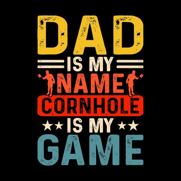 Papá es mi nombre Cornhole es mi juego Funny Cornhole Player Retro Vintage Cornhole Diseño de camiseta