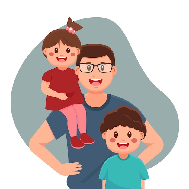 Vector papá feliz con sus hijos en el día de la familia