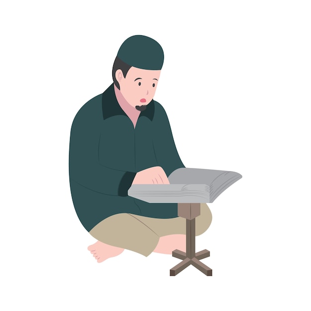 Papá lee el Corán Ilustración vectorial