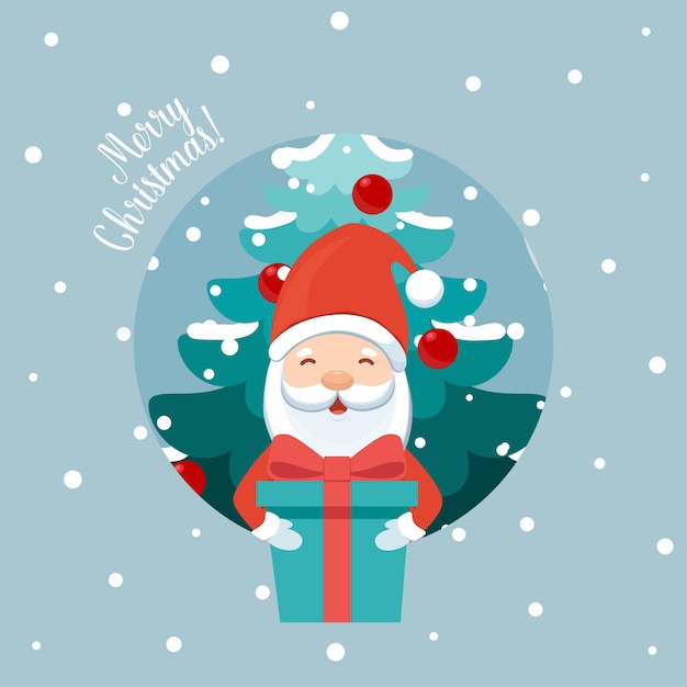 Vector papá noel y árbol de navidad. fondo de vacaciones. feliz navidad y próspero año nuevo. ilustración vectorial.