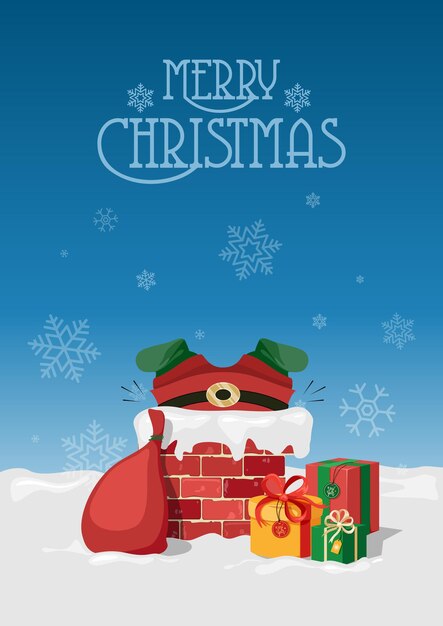 Papá Noel atrapado en la chimenea tarjeta de Navidad