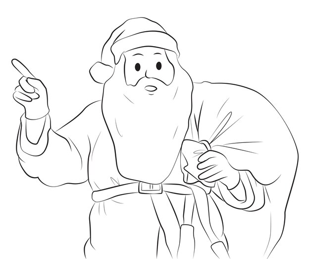 Papá Noel con la bolsa apuntando a la pose