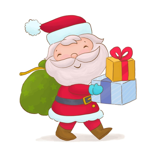 Papá Noel con una bolsa de regalos.
