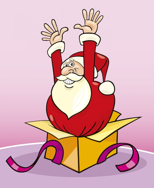 Vector papá noel en caja de regalo