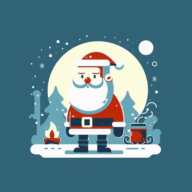 Papá Noel cartón lindo con árbol de Navidad y presenta ilustraciones vectoriales