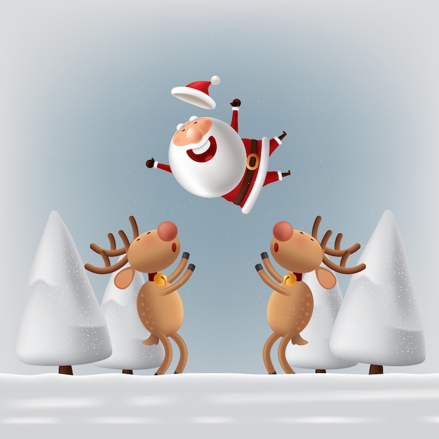 Papá Noel y ciervos