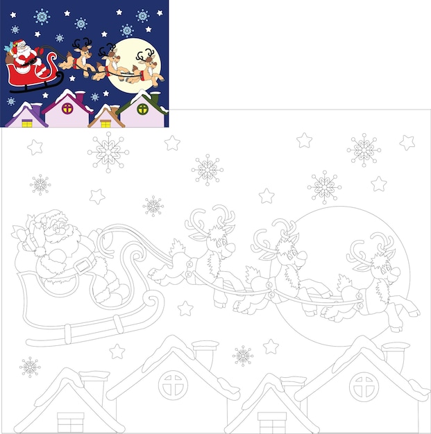 Vector papá noel para colorear