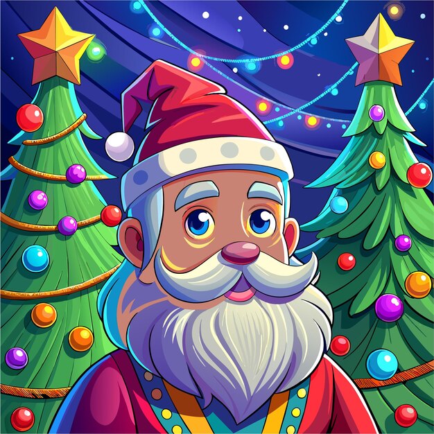 Vector papá noel dibujado a mano personaje de dibujos animados pegatina icono concepto ilustración aislada