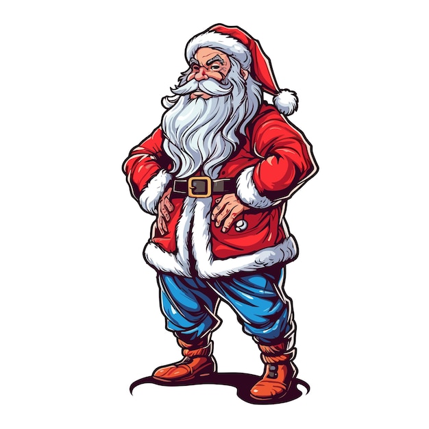 Papá Noel De Dibujos Animados Con Estilo De Pie Alto