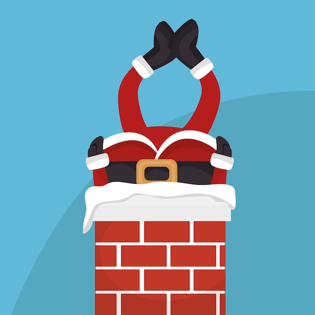 Papá Noel en diseño de icono aislado chimenea