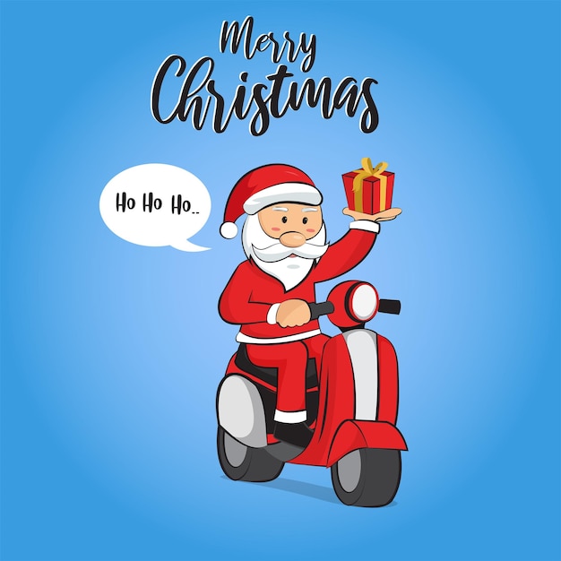 Papá Noel entregando regalos en scooter el día de Navidad