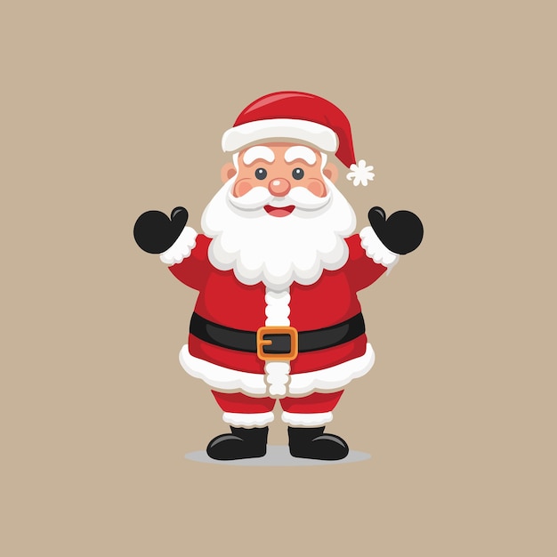 Un Papá Noel está de pie frente a un fondo marrón