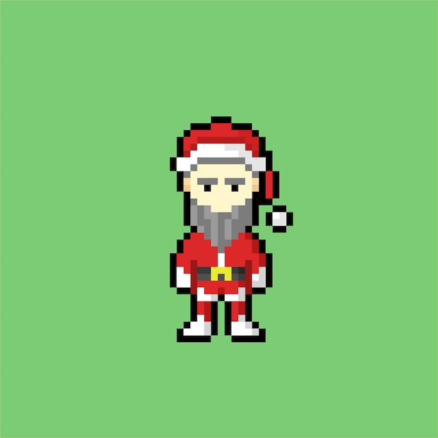 Vector papá noel con estilo pixel art.