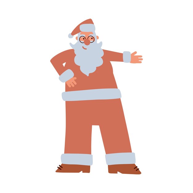 Papá noel feliz navidad dibujado a mano personaje aislado clipart elemento vector plano illust ...