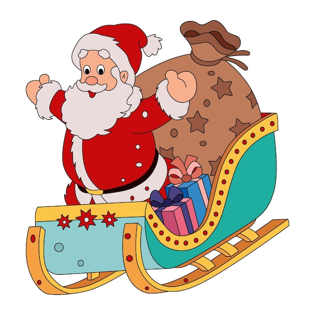 Papá Noel junto al regalo de Navidad
