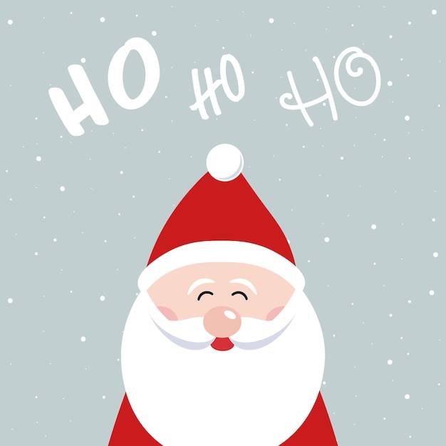 Vector papá noel lindo navidad ho ho ho letras vectorial fondo nevado