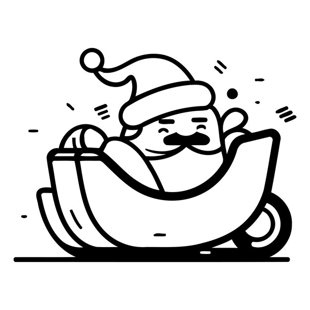 Vector papá noel montando un scooter ilustración vectorial de navidad y año nuevo