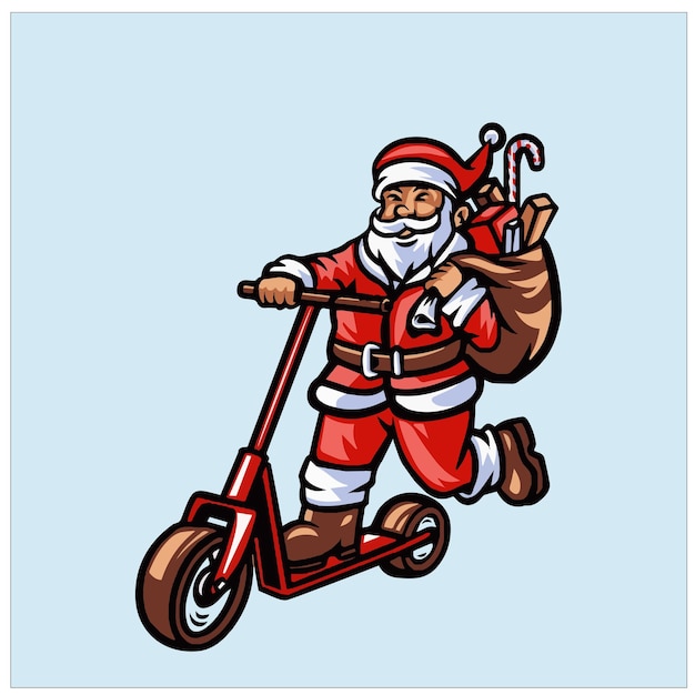 Papá Noel montando un scooter
