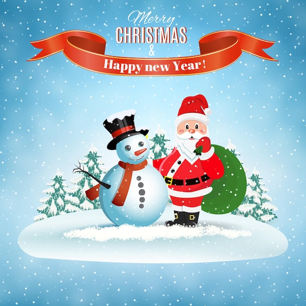 Papá Noel y muñeco de nieve
