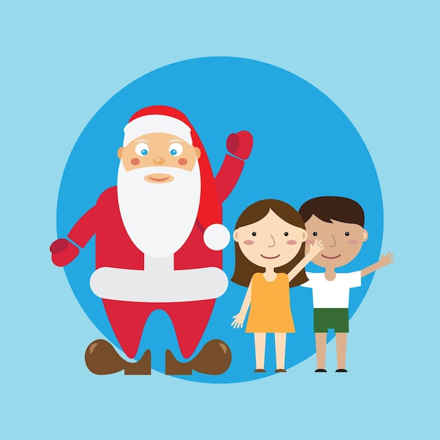 Papá Noel y los niños Vector