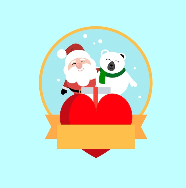 Vector papá noel y oso