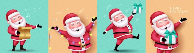 Papá noel personajes de navidad diseño de conjunto vectorial papá noel personaje de navidad para vacaciones