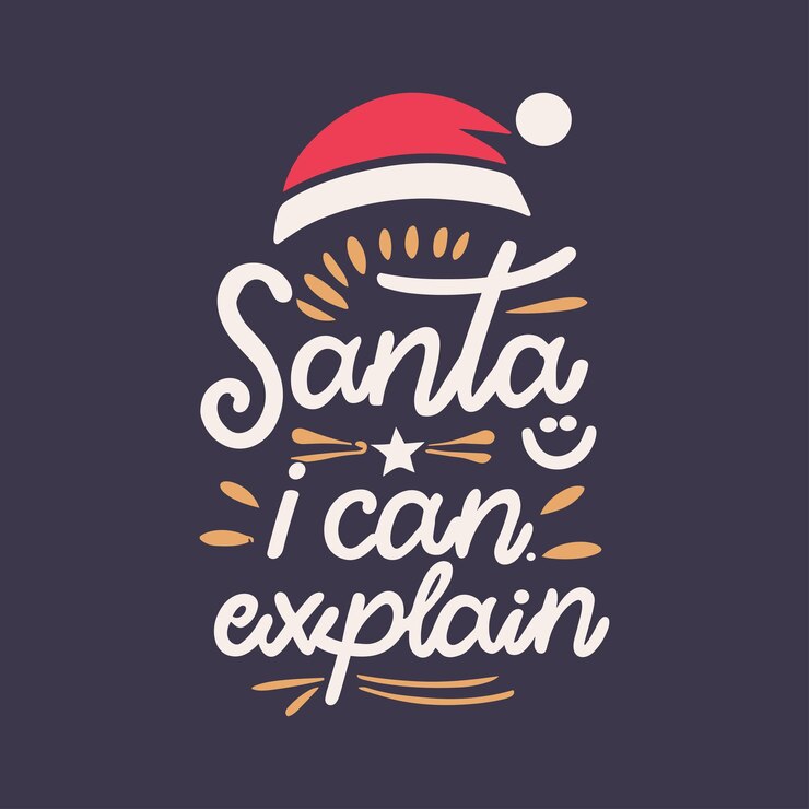Papá Noel puedo explicar las letras a mano, la tipografía de Navidad, el diseño de camisetas, el póster.