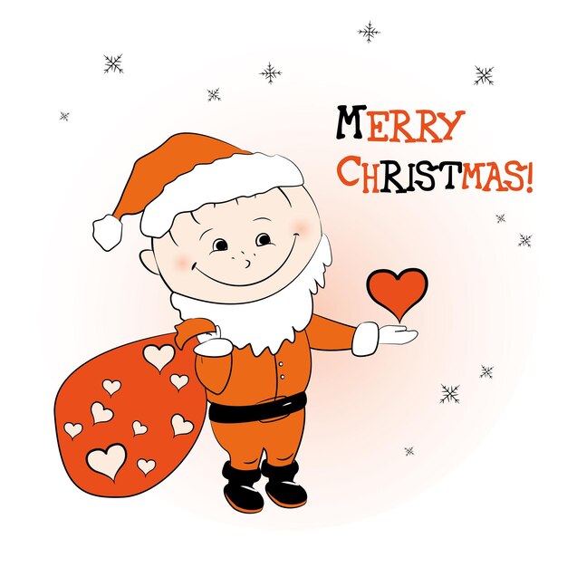 Papá Noel con un regalo en la mano Ilustración vectorial