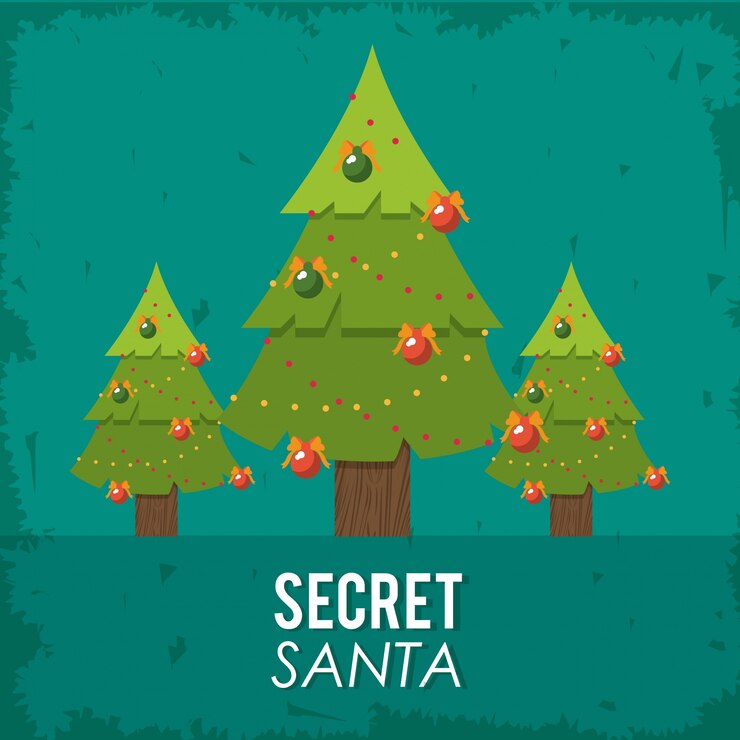 Vector papá noel secreto en el fondo de la oficina
