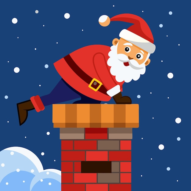 Papá Noel subiendo por la chimenea