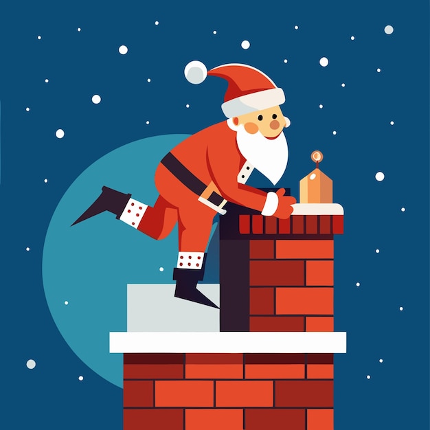 Papá Noel subiendo por la chimenea