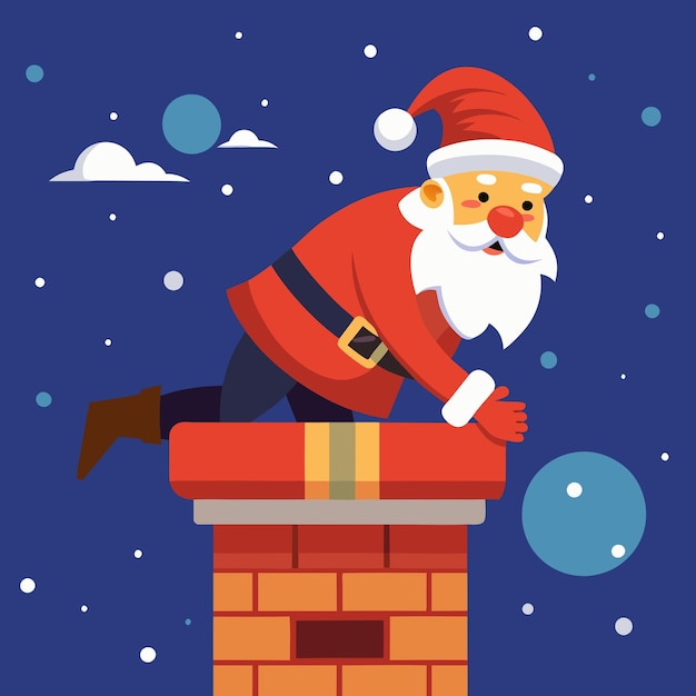 Papá Noel subiendo por la chimenea