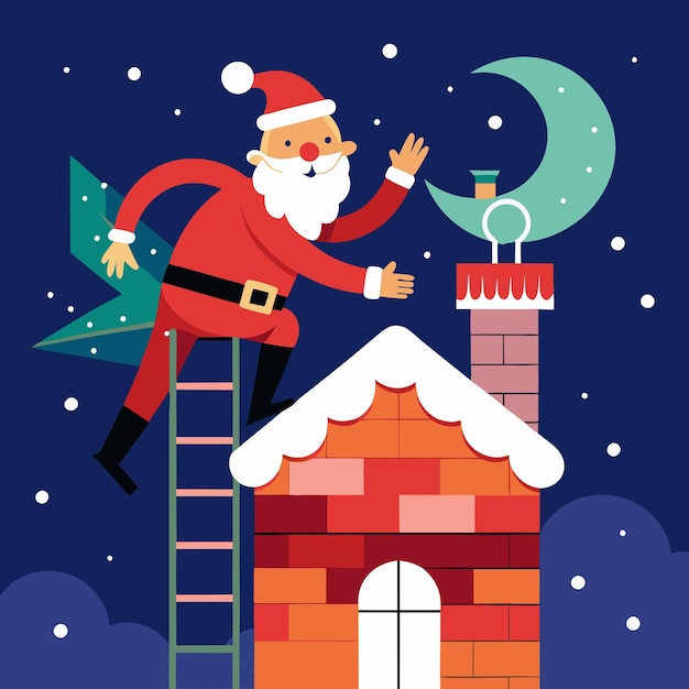 Papá Noel subiendo por la chimenea