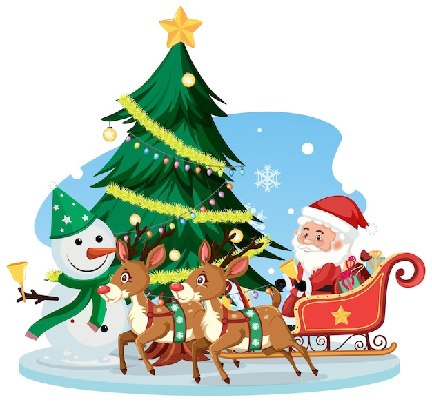 Papá Noel en trineo con renos
