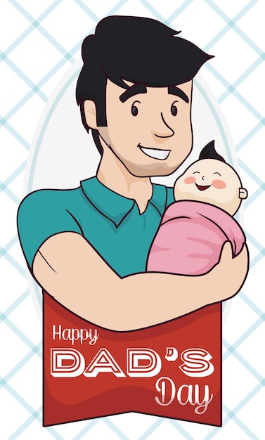 Vector papá sosteniendo en brazos a su bebé durante el día del padre